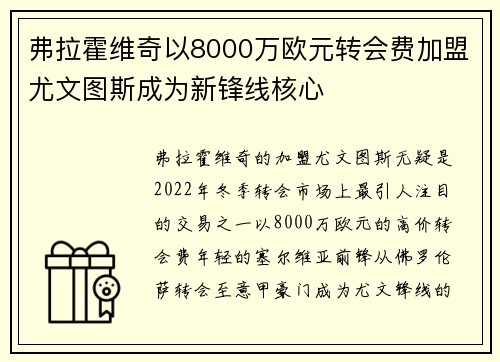 弗拉霍维奇以8000万欧元转会费加盟尤文图斯成为新锋线核心